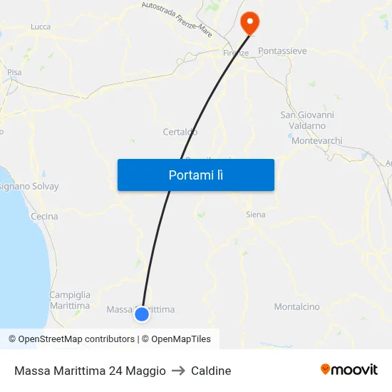 Massa Marittima 24 Maggio to Caldine map