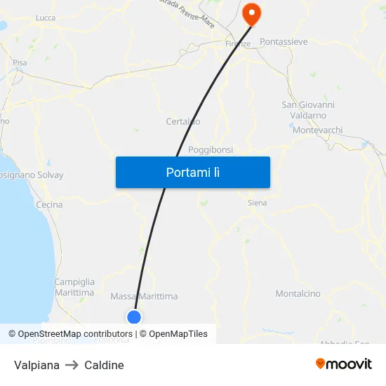 Valpiana to Caldine map