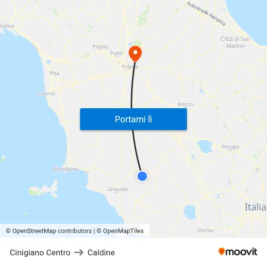 Cinigiano Centro to Caldine map