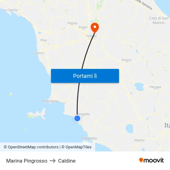 Marina Pingrosso to Caldine map