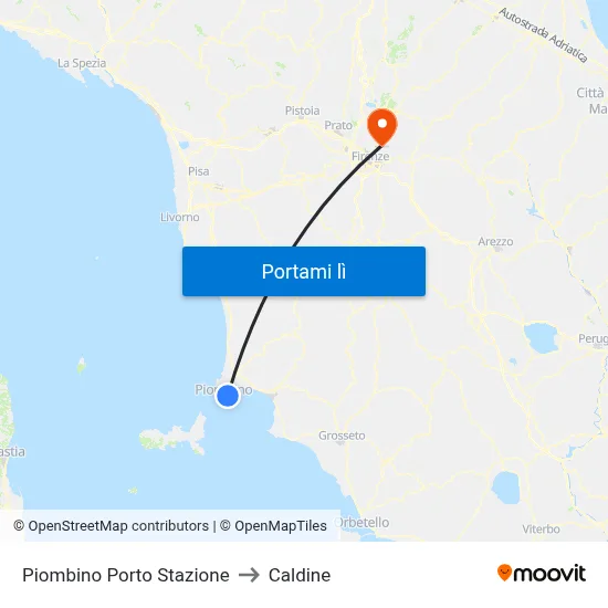 Piombino Porto Stazione to Caldine map