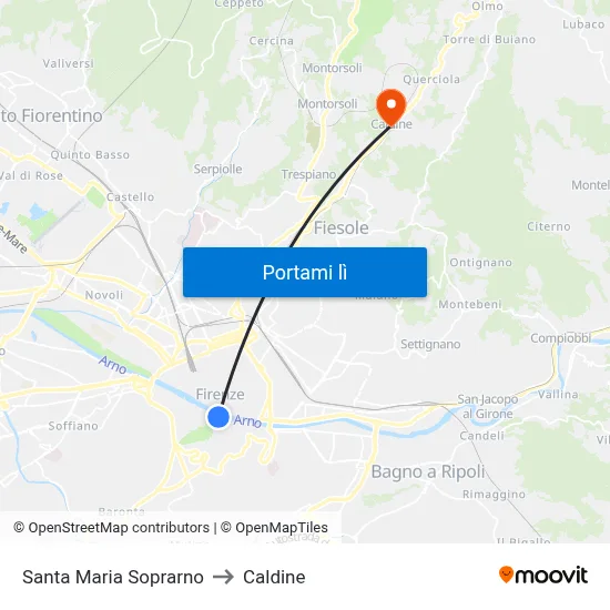 Santa Maria Soprarno to Caldine map