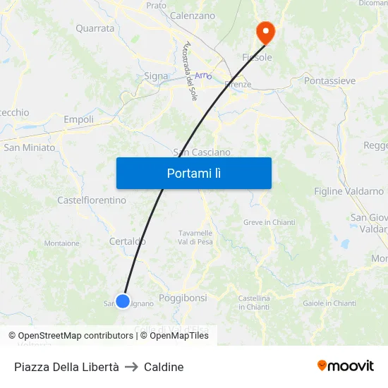 Piazza Della Libertà to Caldine map