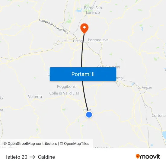 Istieto 20 to Caldine map