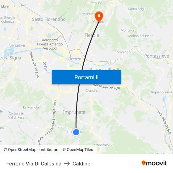 Ferrone Via Di Calosina to Caldine map