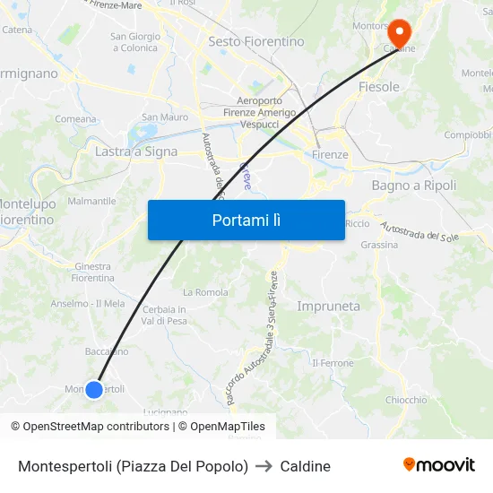 Montespertoli (Piazza Del Popolo) to Caldine map