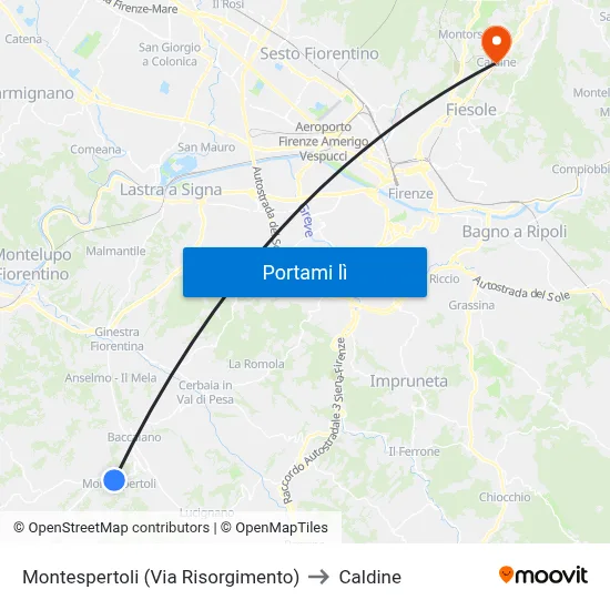 Montespertoli (Via Risorgimento) to Caldine map