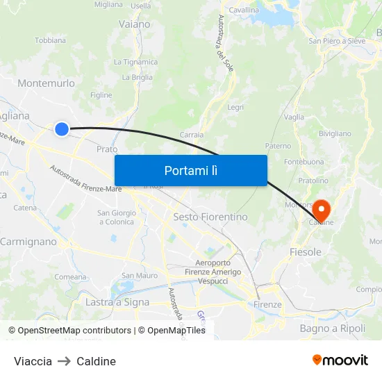 Viaccia to Caldine map