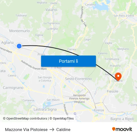 Mazzone Via Pistoiese to Caldine map