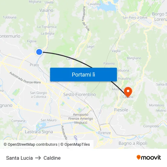Santa Lucia to Caldine map