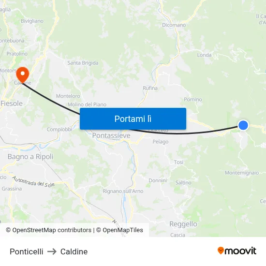 Ponticelli to Caldine map