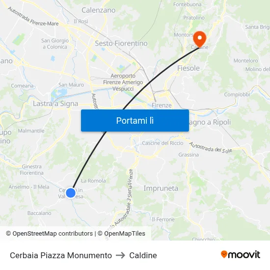 Cerbaia Piazza Monumento to Caldine map