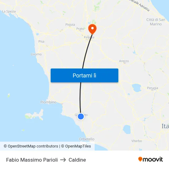 Fabio Massimo Parioli to Caldine map