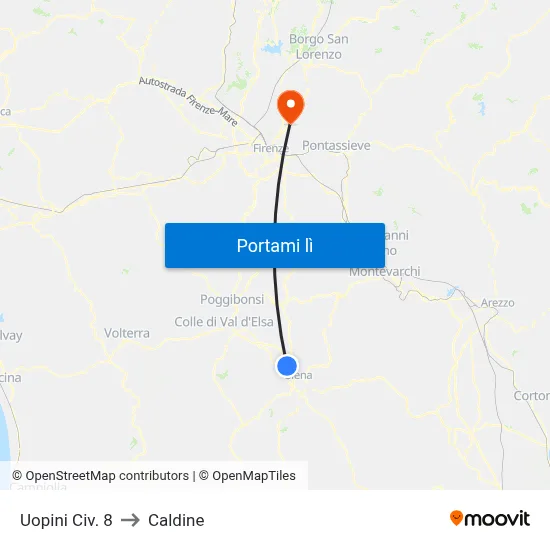 Uopini Civ. 8 to Caldine map