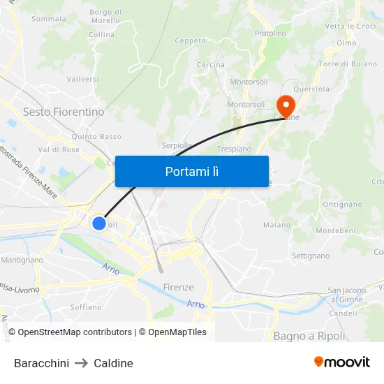 Baracchini to Caldine map