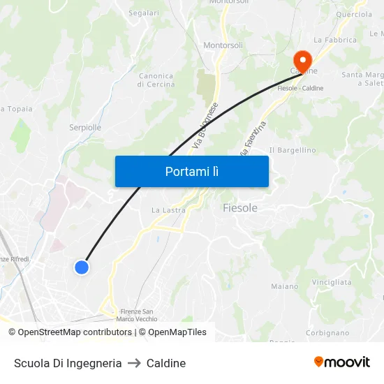 Scuola Di Ingegneria to Caldine map