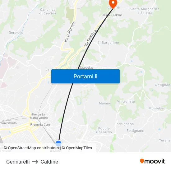 Gennarelli to Caldine map