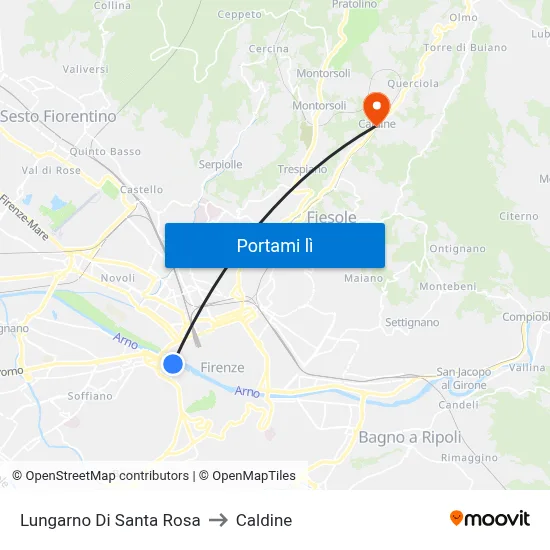 Lungarno Di Santa Rosa to Caldine map