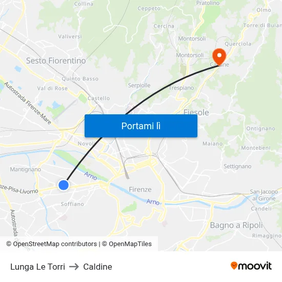 Lunga Le Torri to Caldine map