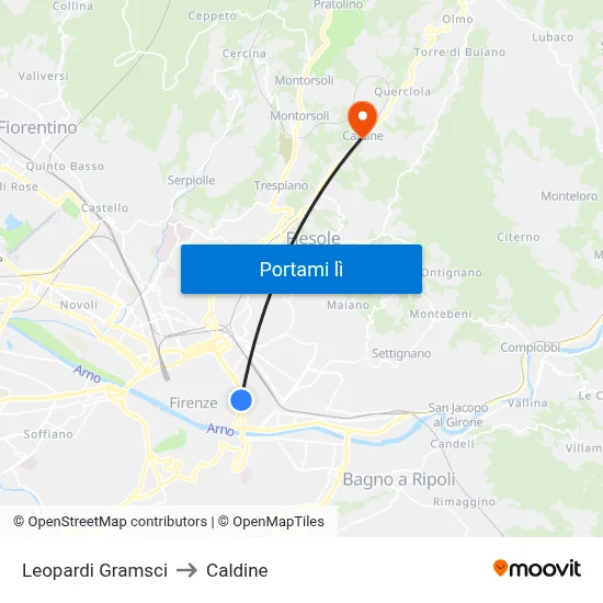 Leopardi Gramsci to Caldine map
