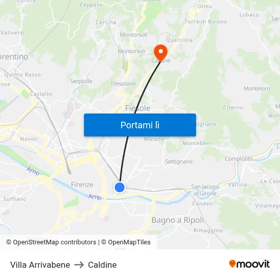 Villa Arrivabene to Caldine map