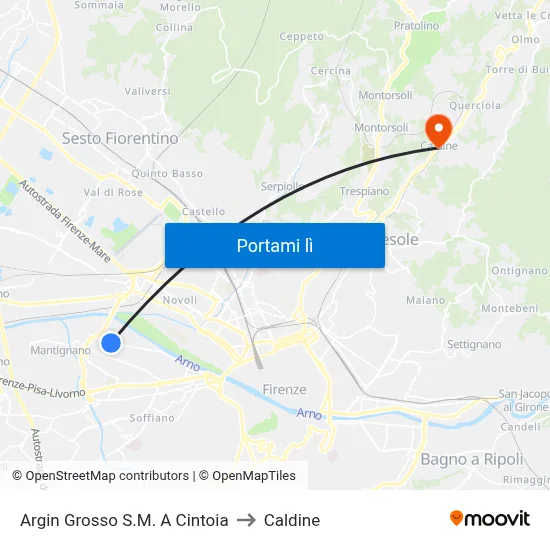 Argin Grosso S.M. A Cintoia to Caldine map