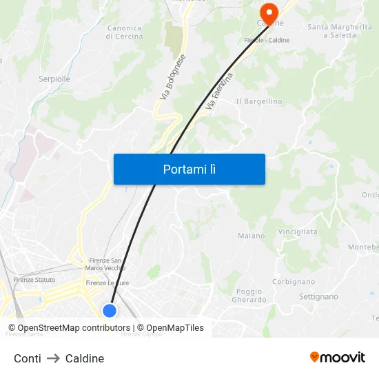 Conti to Caldine map