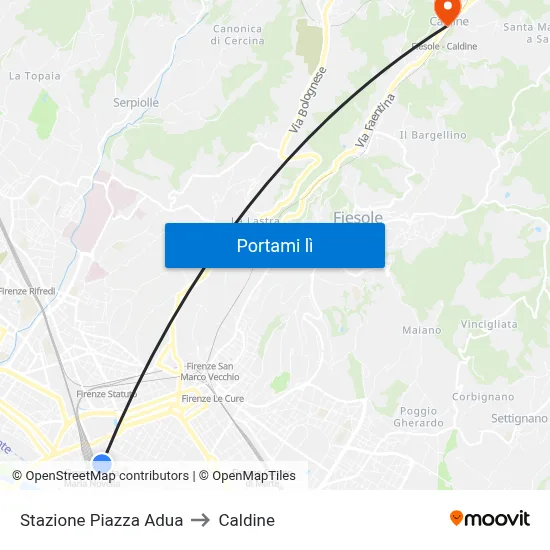 Stazione Piazza Adua to Caldine map