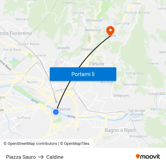 Piazza Sauro to Caldine map