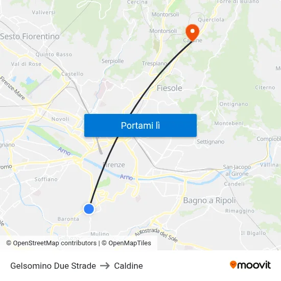 Gelsomino Due Strade to Caldine map