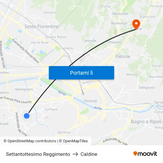 Settantottesimo Reggimento to Caldine map
