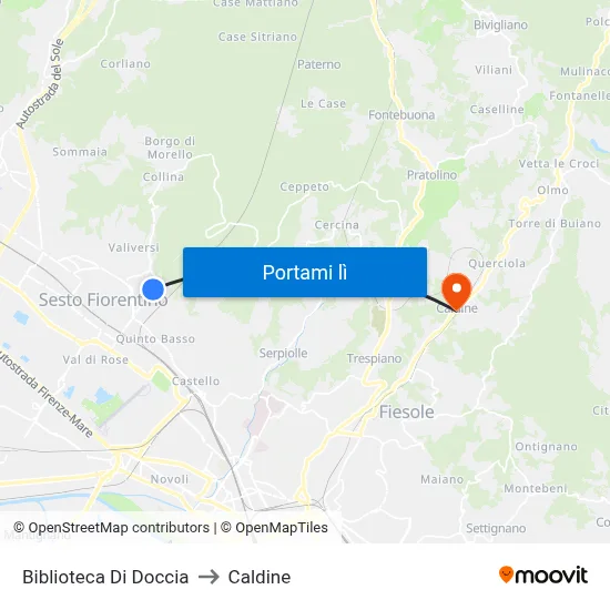 Biblioteca Di Doccia to Caldine map