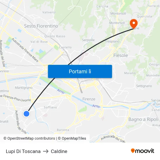 Lupi Di Toscana to Caldine map