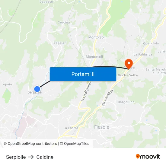 Serpiolle to Caldine map