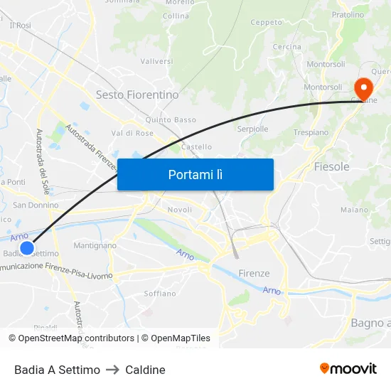 Badia A Settimo to Caldine map