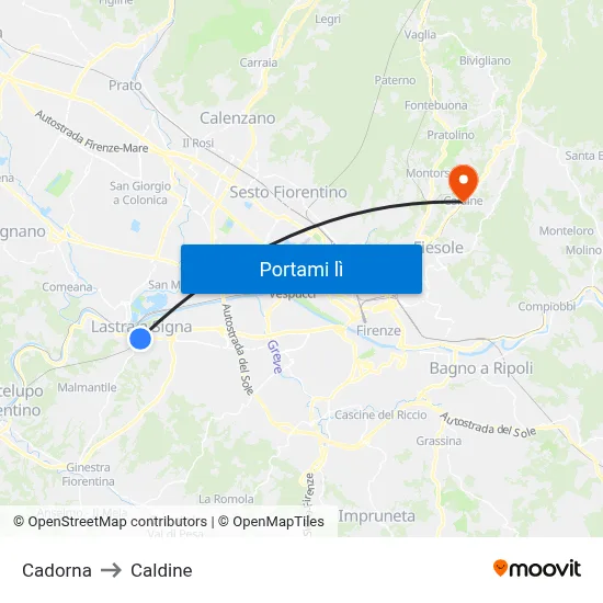 Cadorna to Caldine map