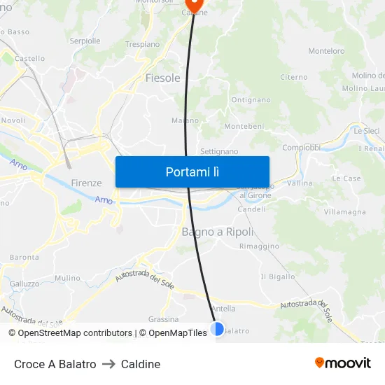 Croce A Balatro to Caldine map