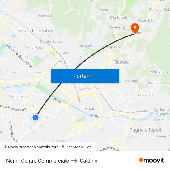 Nenni Centro Commerciale to Caldine map
