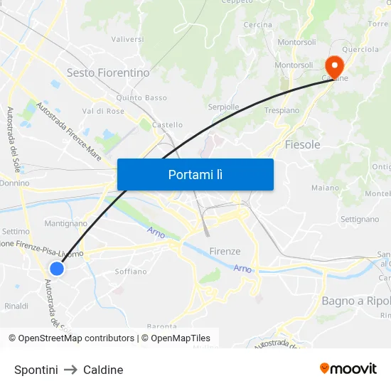 Spontini to Caldine map