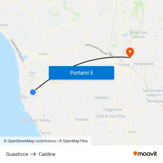 Guasticce to Caldine map