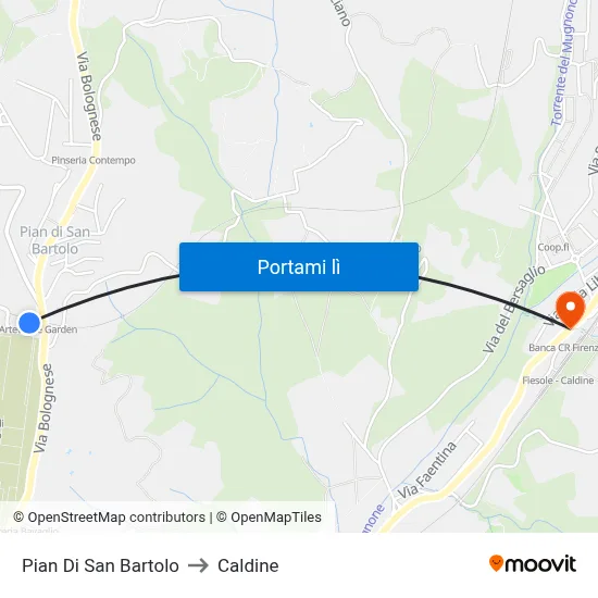 Pian Di San Bartolo to Caldine map