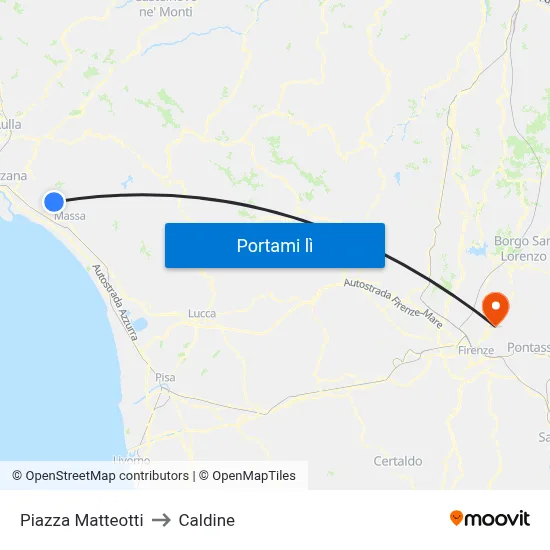 Piazza Matteotti to Caldine map