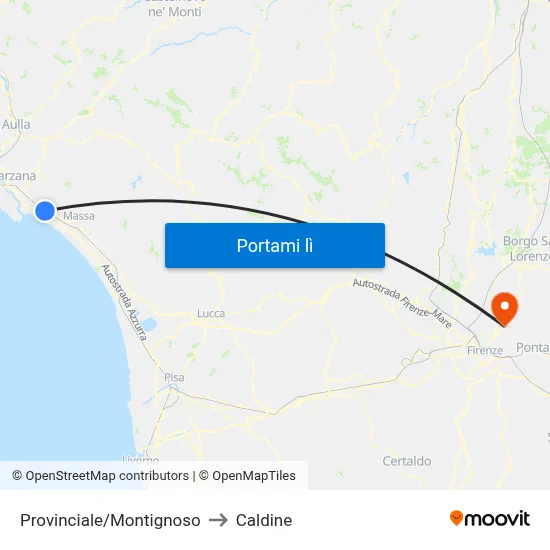 Provinciale/Montignoso to Caldine map