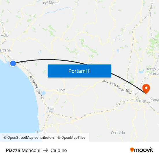 Piazza Menconi to Caldine map
