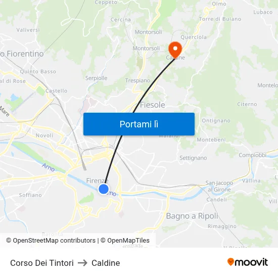 Corso Dei Tintori to Caldine map