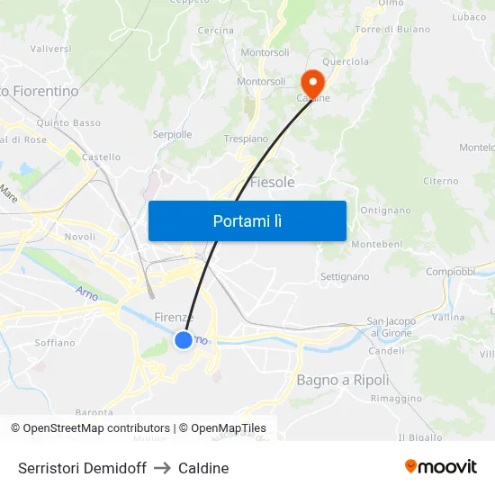 Serristori Demidoff to Caldine map