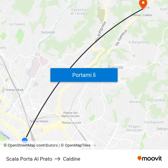Scala Porta Al Prato to Caldine map