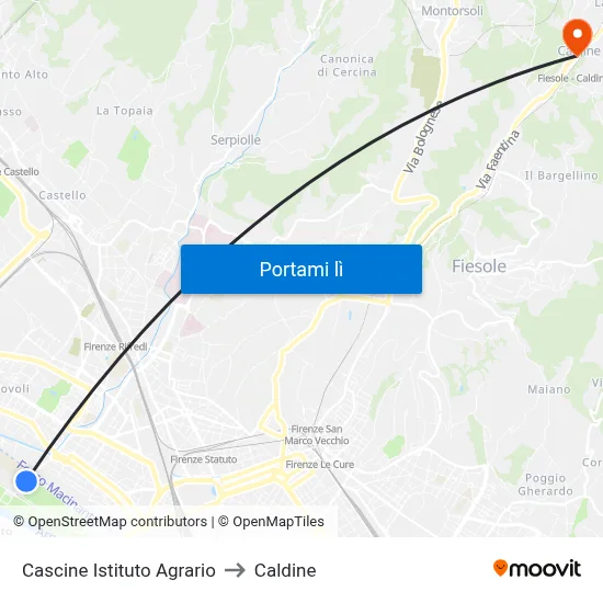 Cascine Istituto Agrario to Caldine map