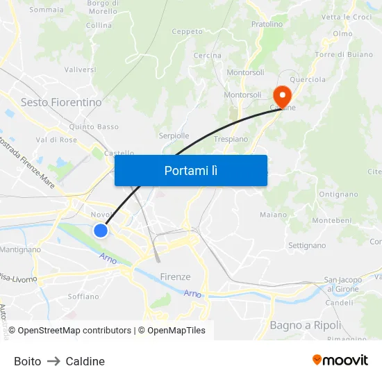 Boito to Caldine map