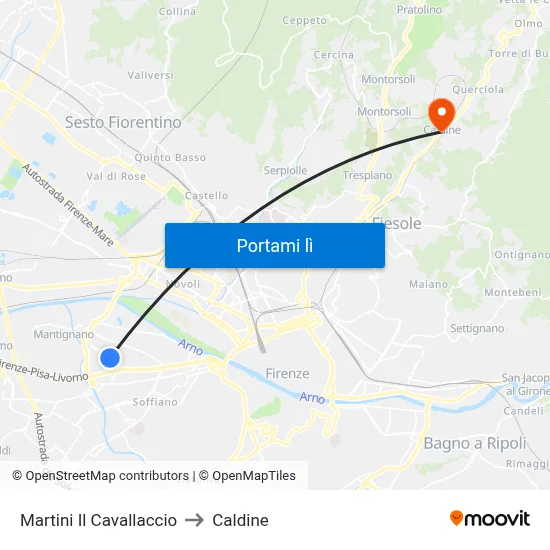 Martini Il Cavallaccio to Caldine map